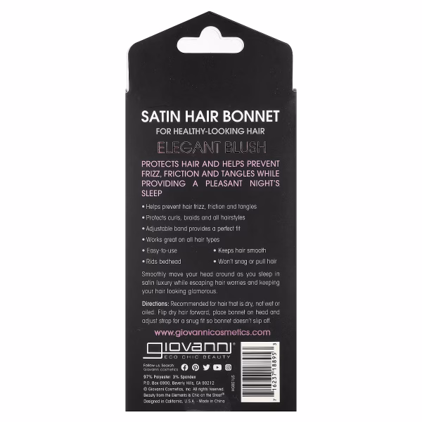 Giovanni, Satin Hair Bonnet, Elegant Blush, 1 Hair Bonnet - Image 3