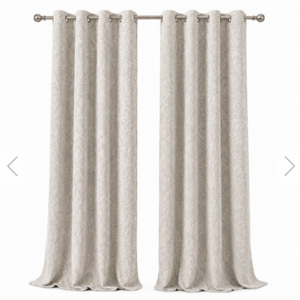Cotton Jacquard Room Darkening Curtains - Thermal Insulated Eyelet Curtain Pair