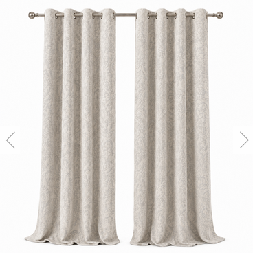 Cotton Jacquard Room Darkening Curtains - Thermal Insulated Eyelet Curtain Pair